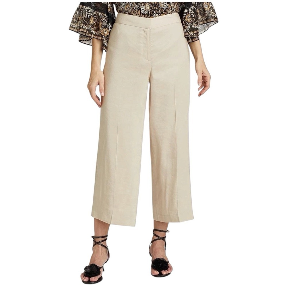 Kobi Halperin Brent Linen Blend Crop Wide Leg Pants Shell Sz 2 NWT Resort